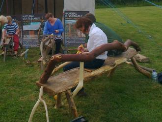 making a natural shaped bench at Ringshall Fete 2